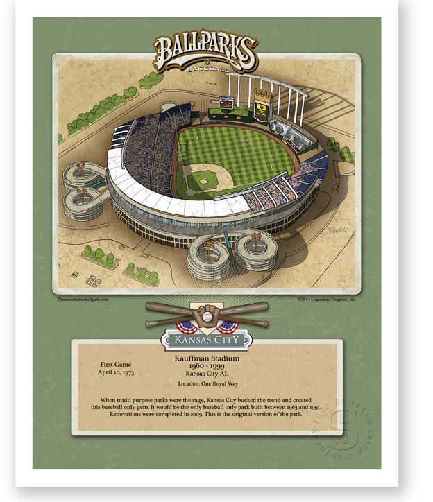 11" x 14" print of Kauffman Stadium 