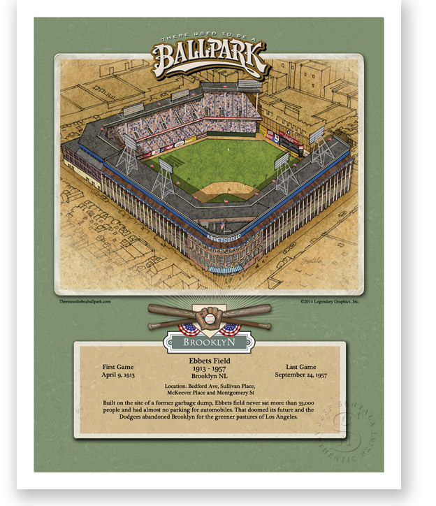 Poster with illustration of Ebbets Field
