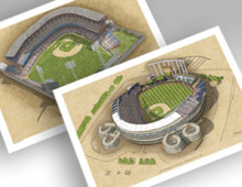 thumbnail of both Kansas City ballparks in individual 13x19 prints