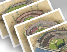 thumbnail of all 4 San Francisco ballparks in individual 13x19 prints