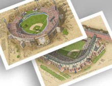 thumbnail of Memorial Stadium and Camden Yards in individual 13x19 prints