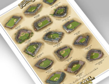Thumbnail of print featuring 15 classic ballparks in one 13"x19" archival print