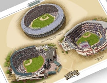 Thumbnail of 13x19 print featuring all 3 Atlanta ballparks.