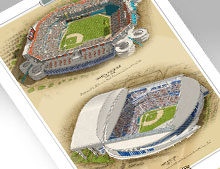 Thumbnail of 13x19 print featuring both Miami MLB ballparks.