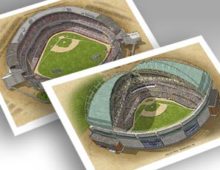 Thumbnail of 13x19 prints of both Milwaukee ballparks.