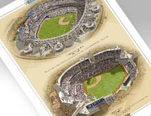 Thumbnail of 13x19 print featuring both San Diego MLB ballparks