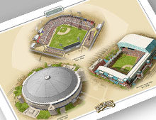 Thumbnail showing 13x19 print of all three Houston ballparks.