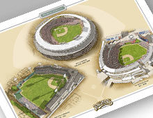 Thumbnail of 13" x 19" print featuring all 3 major Washington DC ballparks