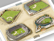 Thumbnail of 13x19 print featuring 4 Detroit ballparks.