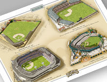 Thumbnail of 13x19 print featuring 4 Detroit ballparks.