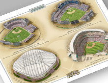 Thumbnail of 13" x 19" print featuring four Minnesota ballparks