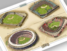 Thumbnail of 13" x 19" print featuring four major St. Louis ballparks