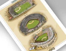 Thumbnail showing 13x19 print of all three Cleveland ballparks.