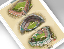 Thumbnail showing 13x19 print of all three LA Angels ballparks.