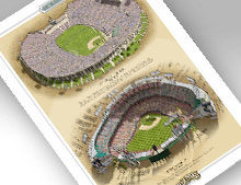 Thumbnail of print featuring LA Coliseum and Dodger Stadium