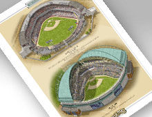 Thumbnail showing 13x19 print of both Milwaukee ballparks.
